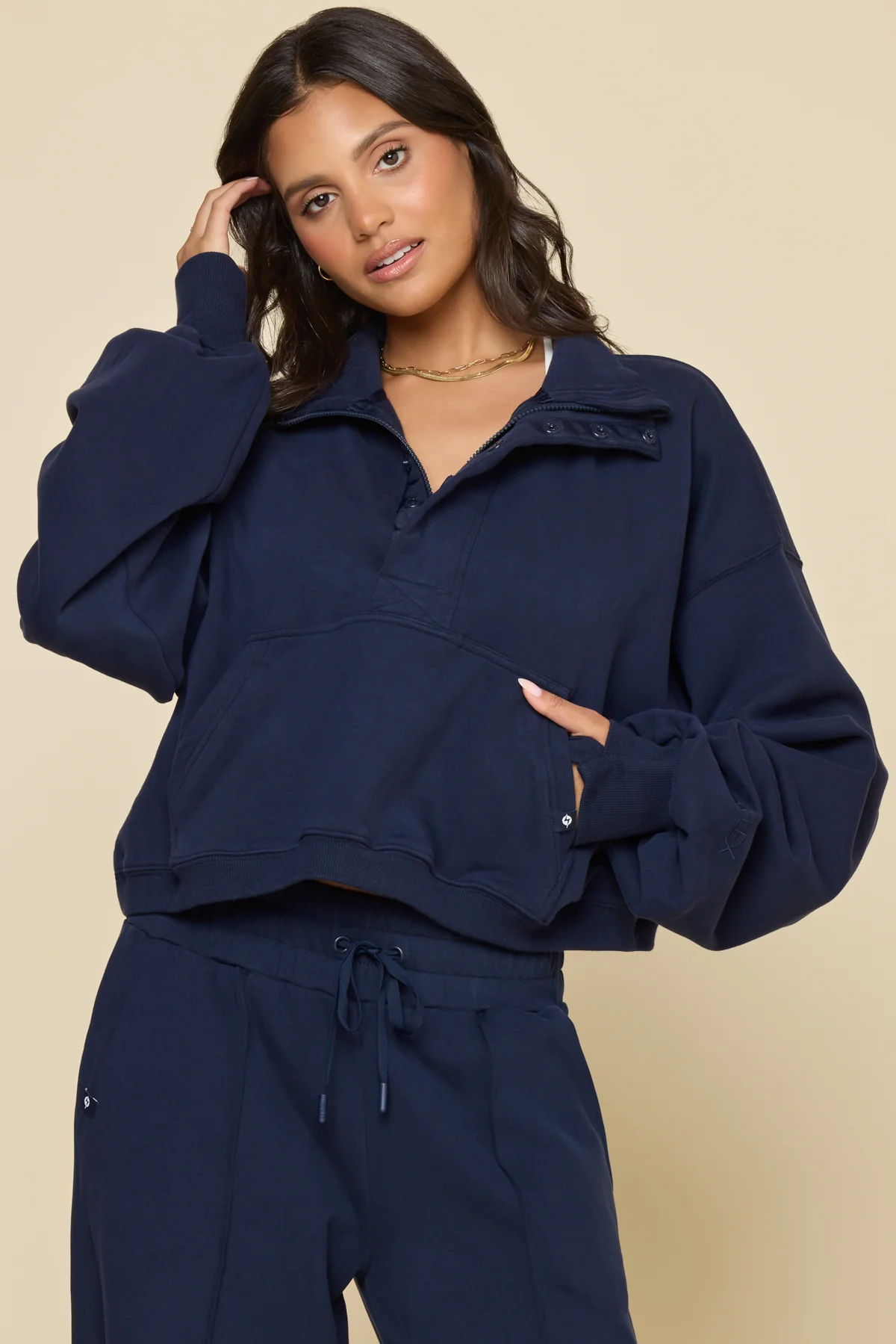 Ooey Gooey Crop Half Zip - Cosmic Navy - Image 3