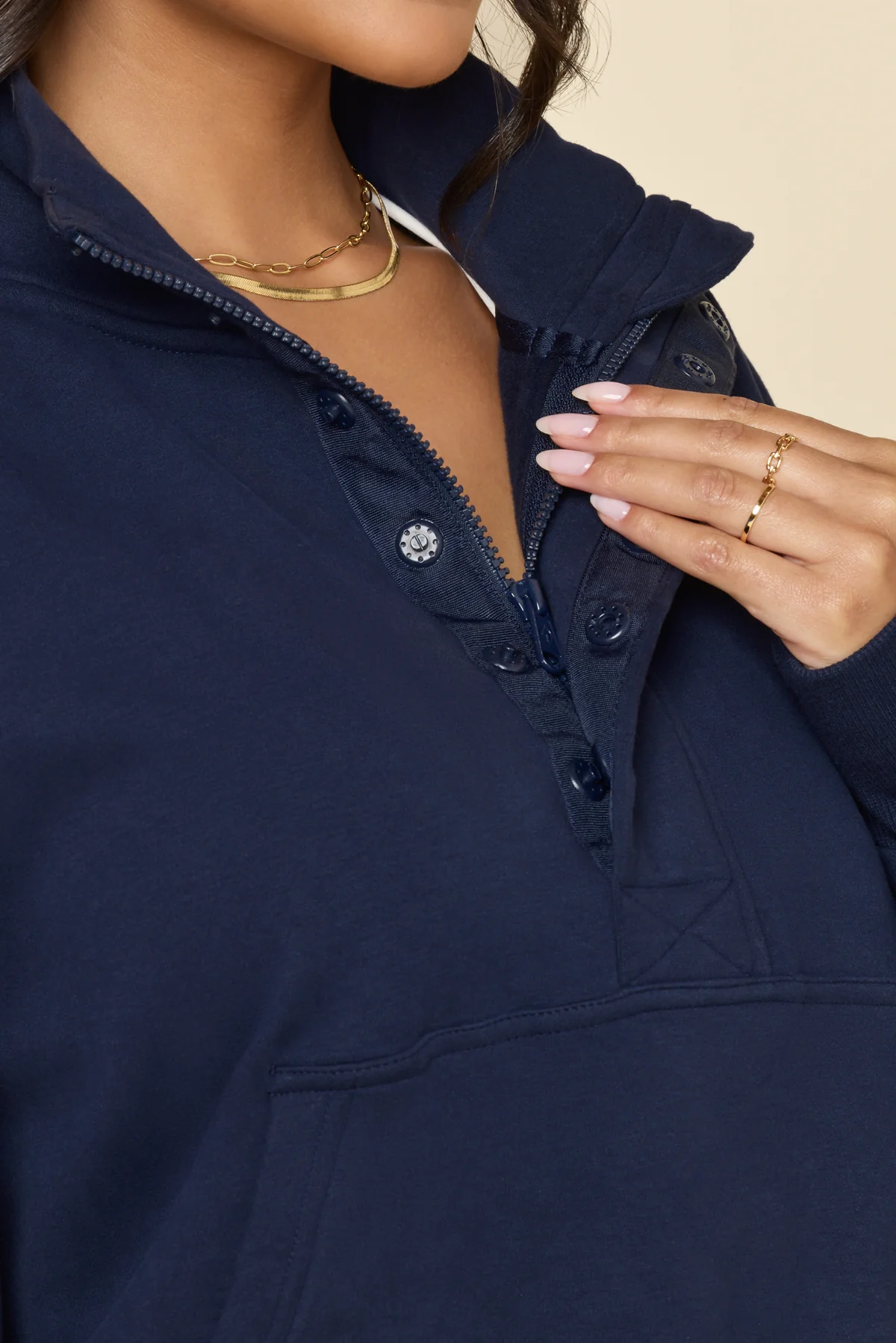Ooey Gooey Crop Half Zip - Cosmic Navy - Image 5