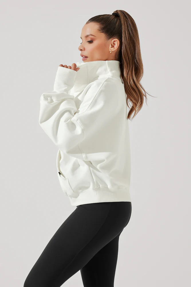 Ooey Gooey Half Zip Sweater - Almond Milk - Image 6