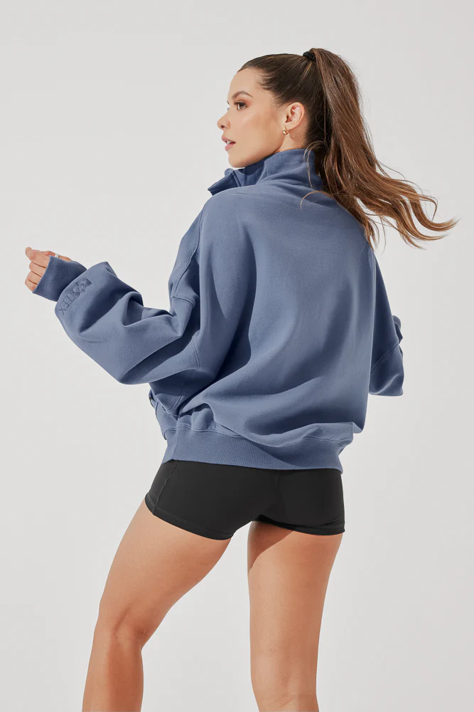 Ooey Gooey Half Zip Sweater - Blue Dusk - Image 10