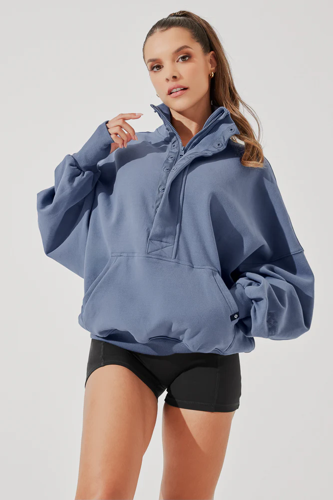 Ooey Gooey Half Zip Sweater - Blue Dusk - Image 4