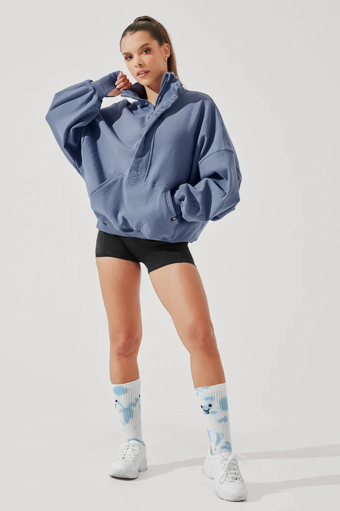 Ooey Gooey Half Zip Sweater - Blue Dusk - Image 5