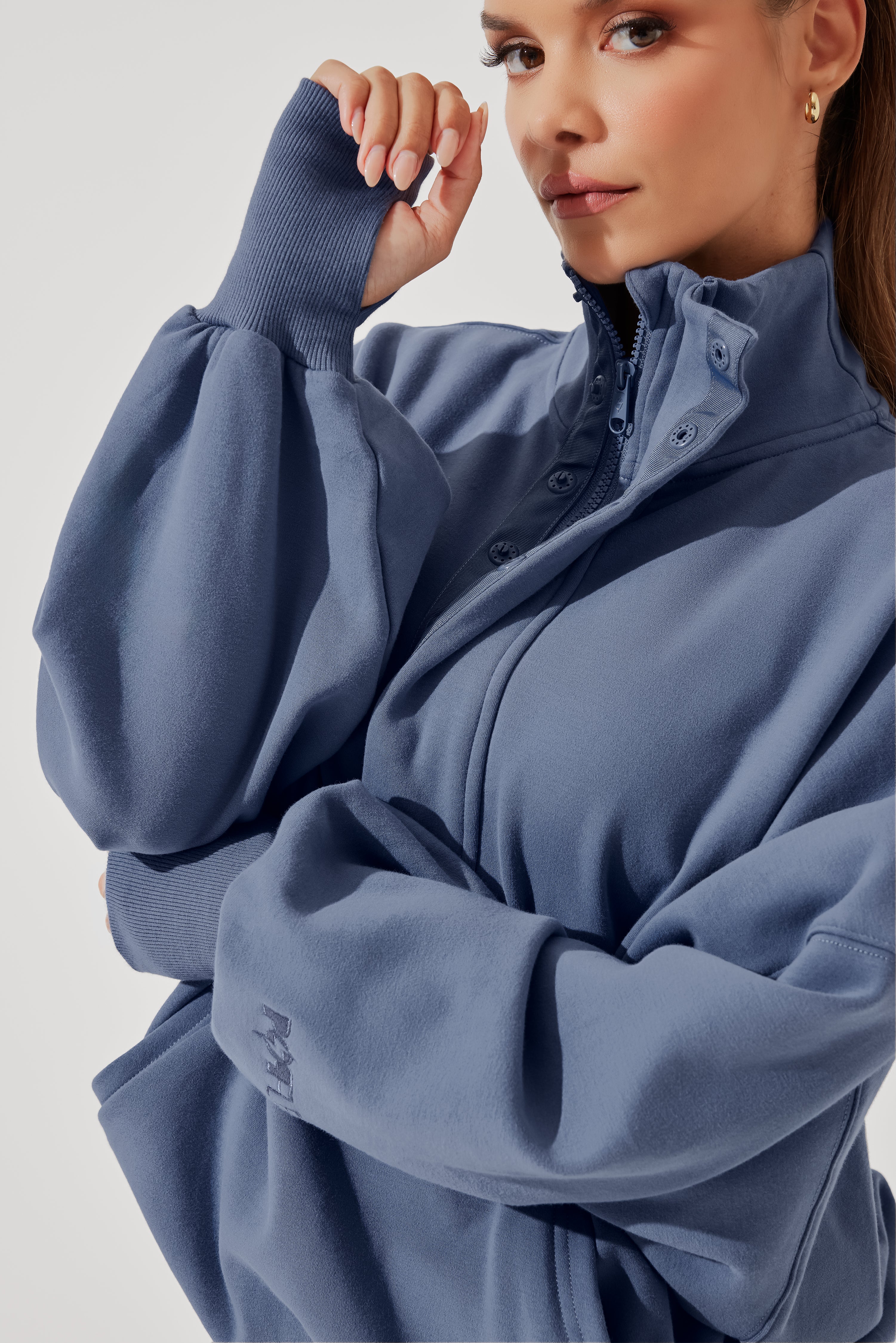 Ooey Gooey Half Zip Sweater - Blue Dusk - Image 6