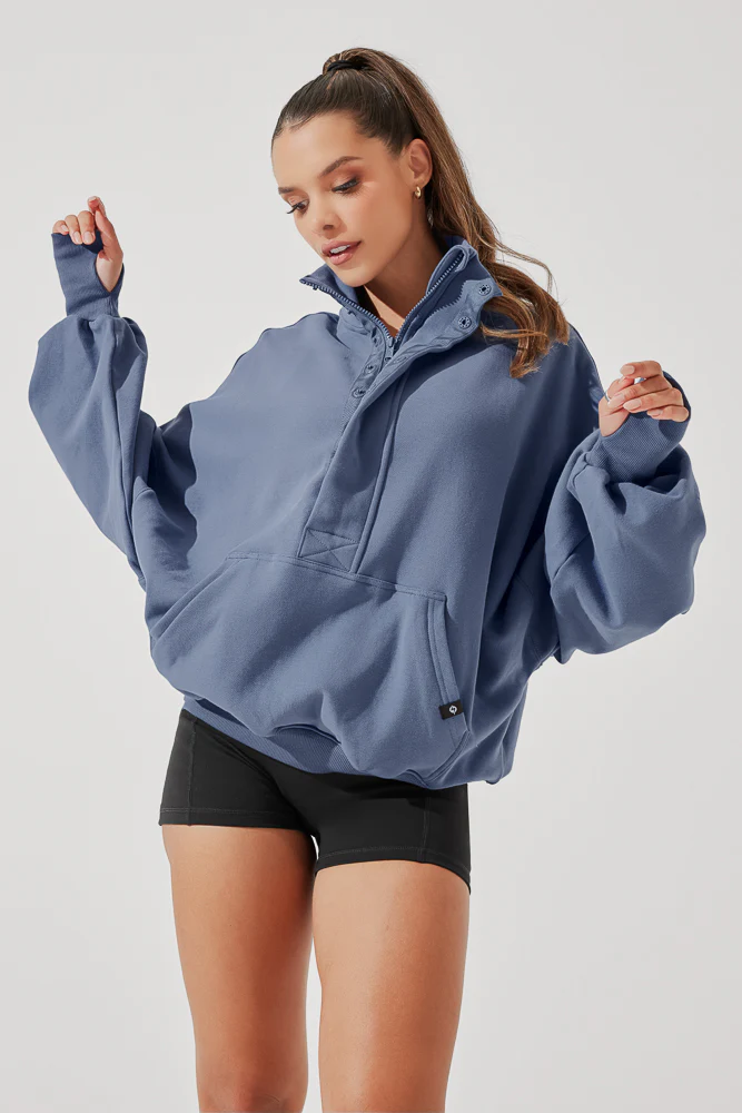 Ooey Gooey Half Zip Sweater - Blue Dusk - Image 7