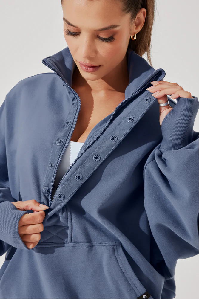 Ooey Gooey Half Zip Sweater - Blue Dusk - Image 8