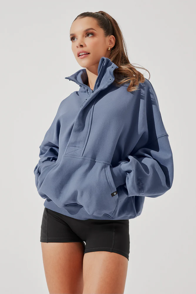 Ooey Gooey Half Zip Sweater - Blue Dusk - Image 9