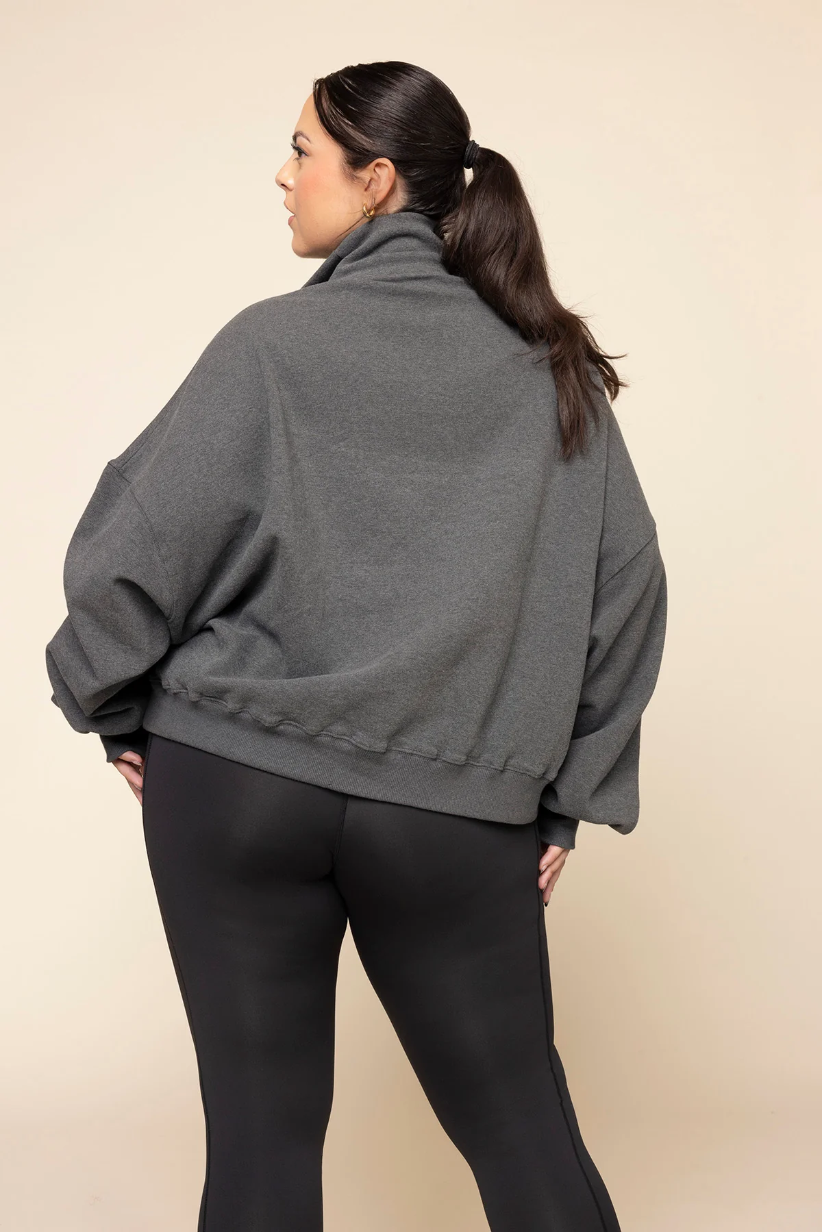 Ooey Gooey Half Zip Sweater - Charcoal Heather - Image 7