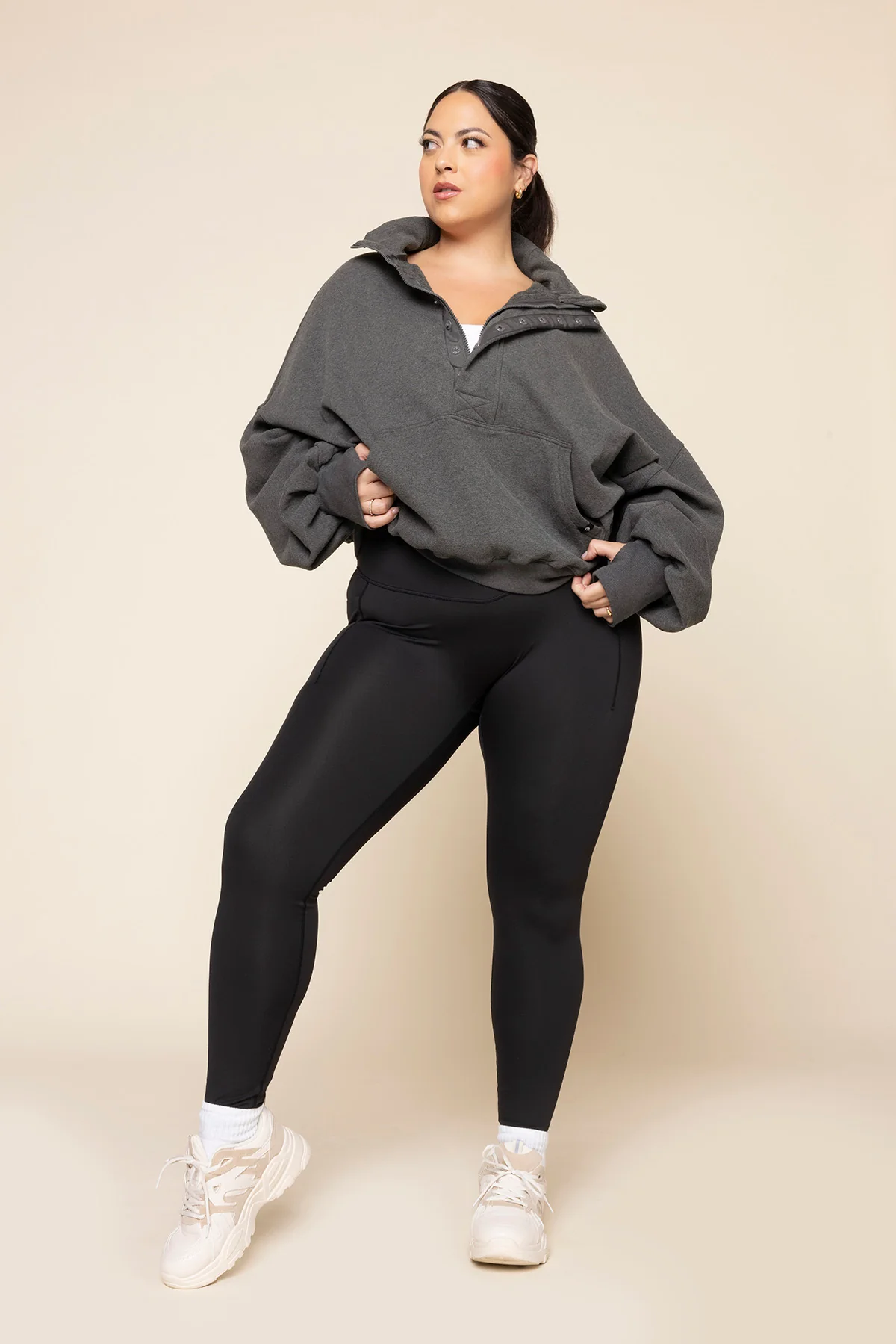 Ooey Gooey Half Zip Sweater - Charcoal Heather - Image 9
