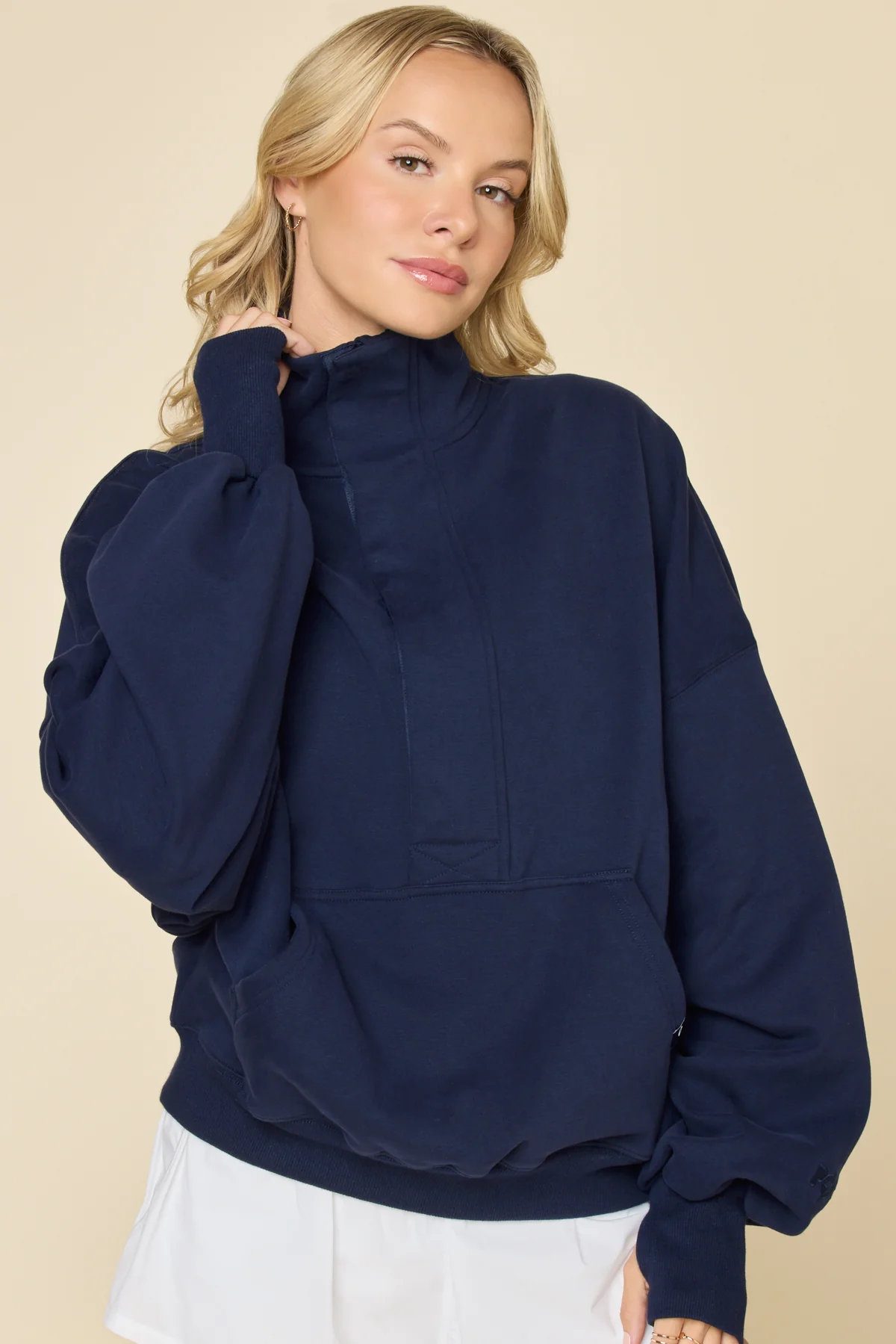 Ooey Gooey Half Zip Sweater - Cosmic Navy - Image 3