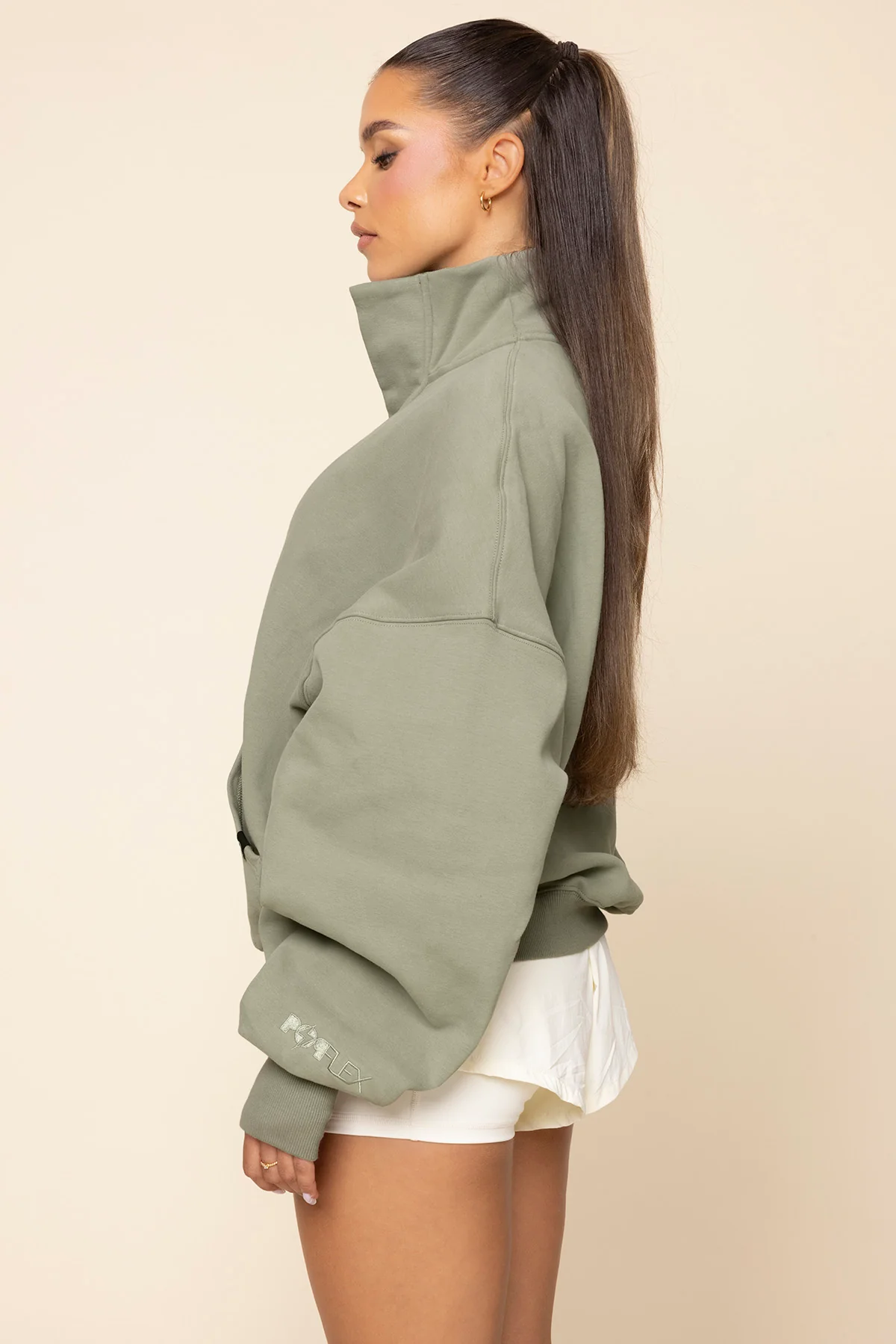 Ooey Gooey Half Zip Sweater - Light Sage - Image 4