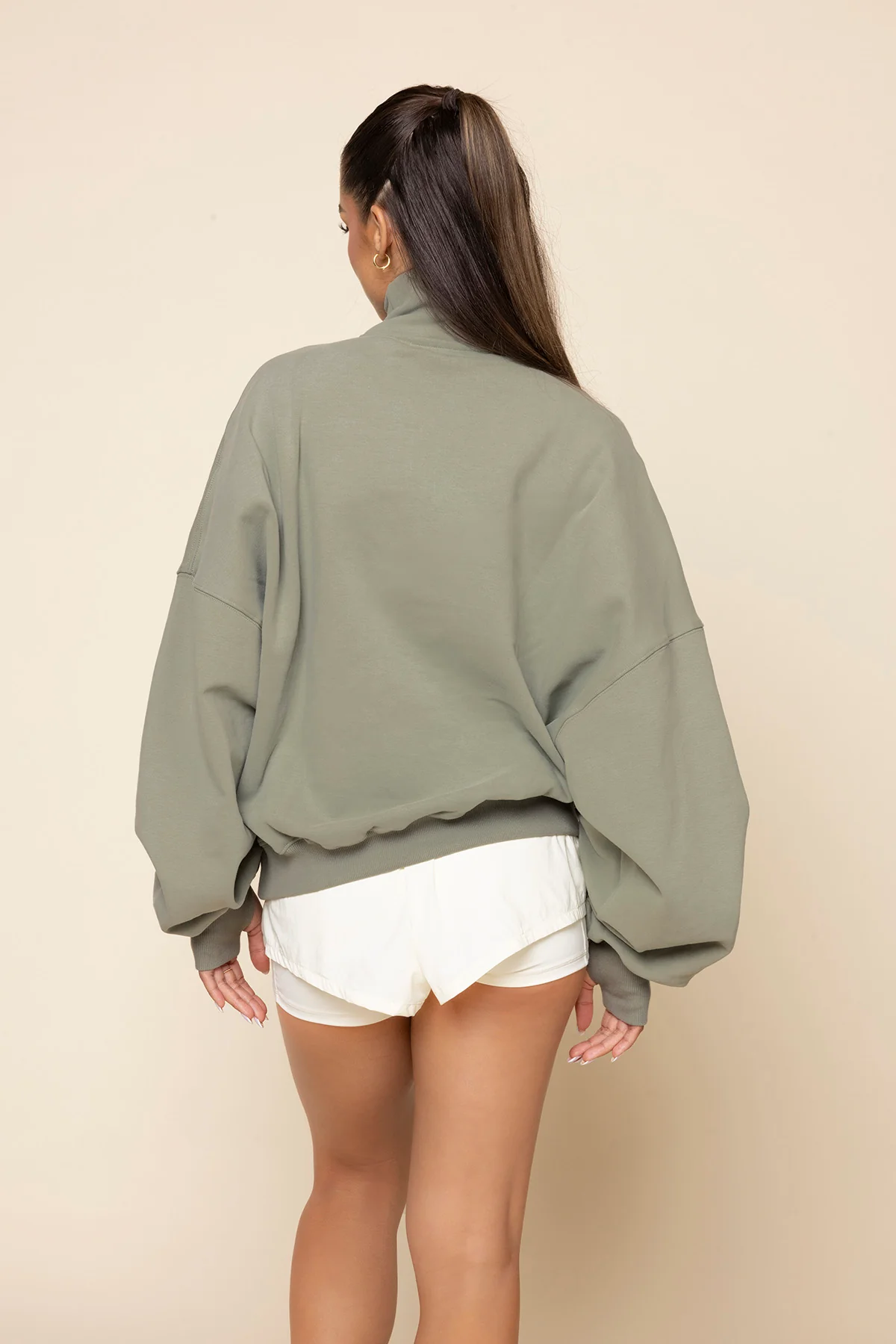 Ooey Gooey Half Zip Sweater - Light Sage - Image 5