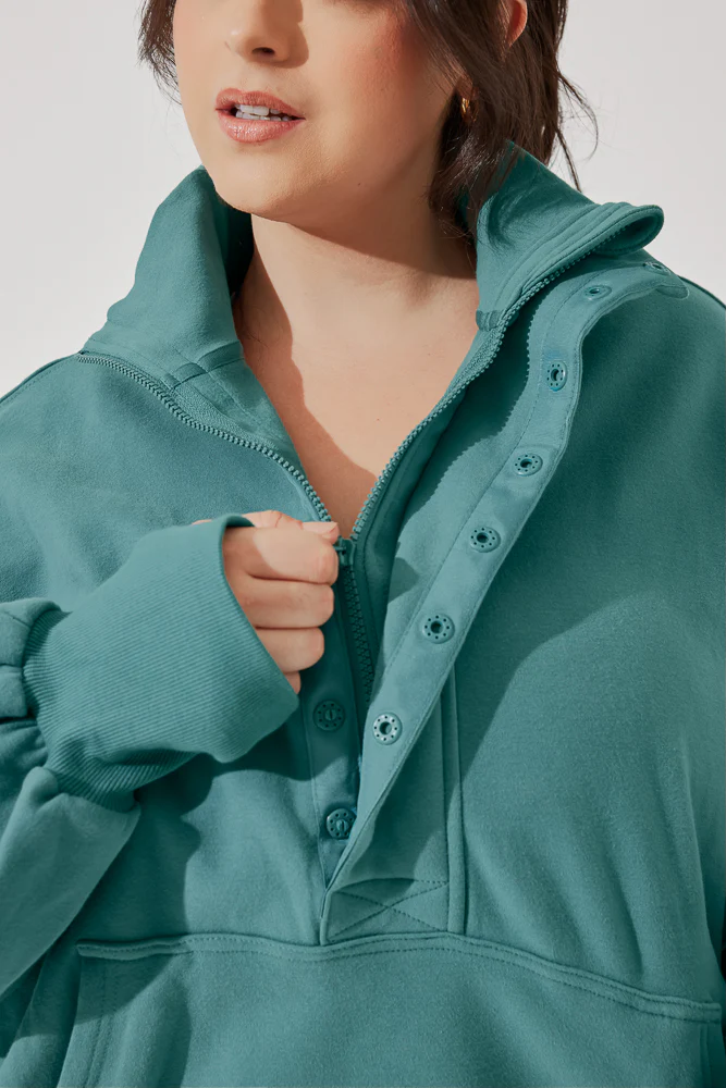 Ooey Gooey Half Zip Sweater - Turquoise - Image 6