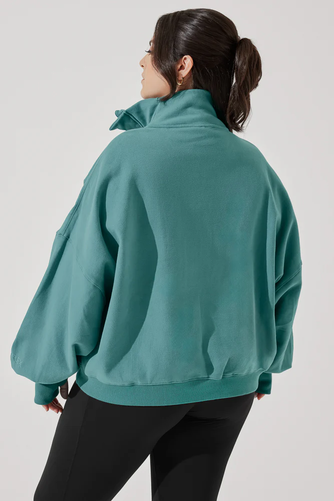 Ooey Gooey Half Zip Sweater - Turquoise - Image 8