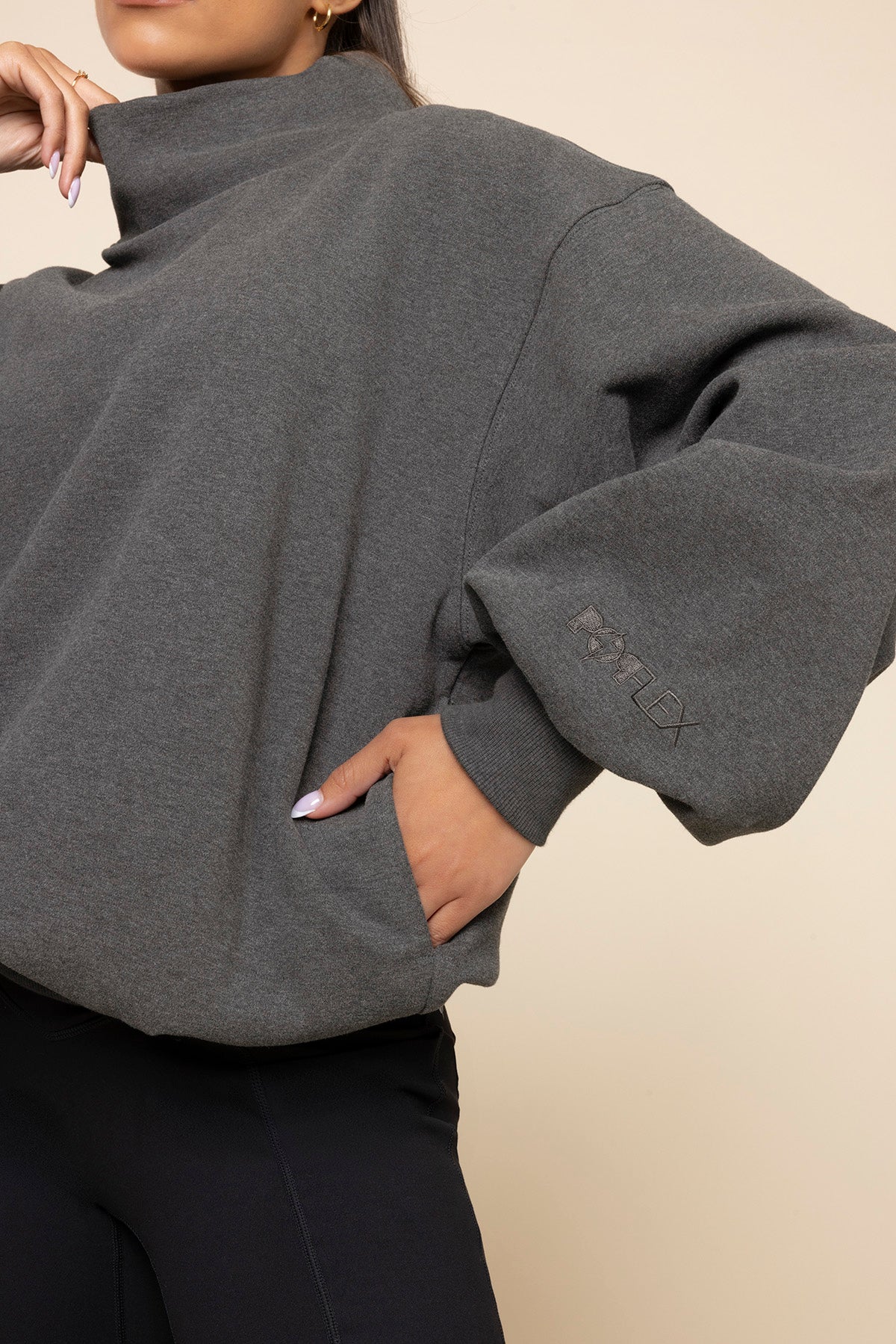 Ooey Gooey Mockneck Sweatshirt - Charcoal Heather - Image 2