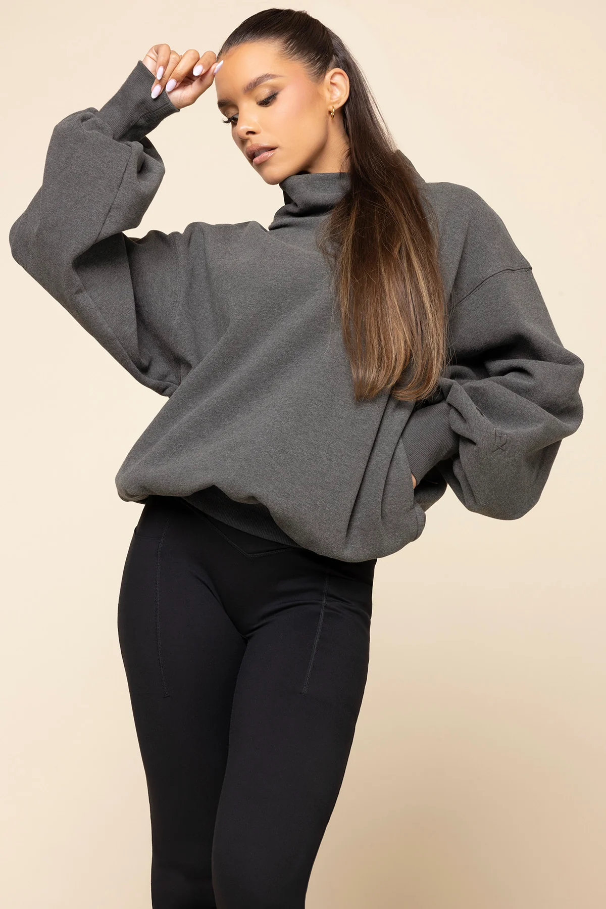 Ooey Gooey Mockneck Sweatshirt - Charcoal Heather - Image 7