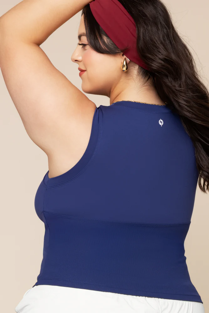 Peekaboo Crew Tank - Sapphire - Image 2