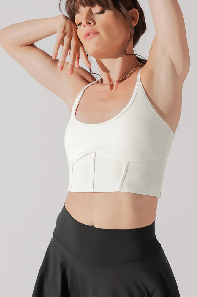 Plié Corset Crop Bralette - Cream - Image 3