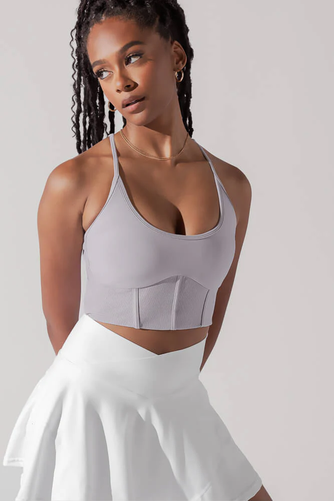 Plié Corset Crop Bralette - Lavender Grey - Image 4