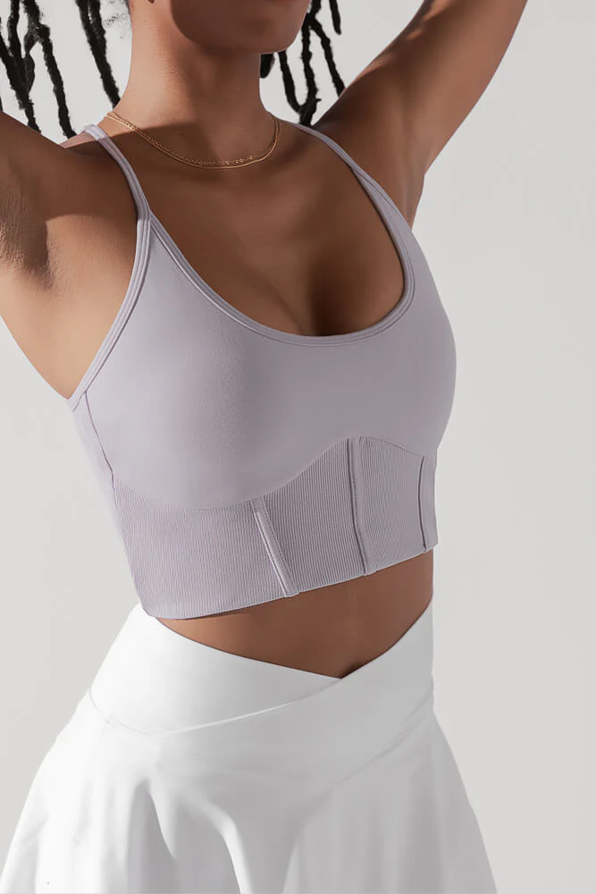 Plié Corset Crop Bralette - Lavender Grey - Image 5