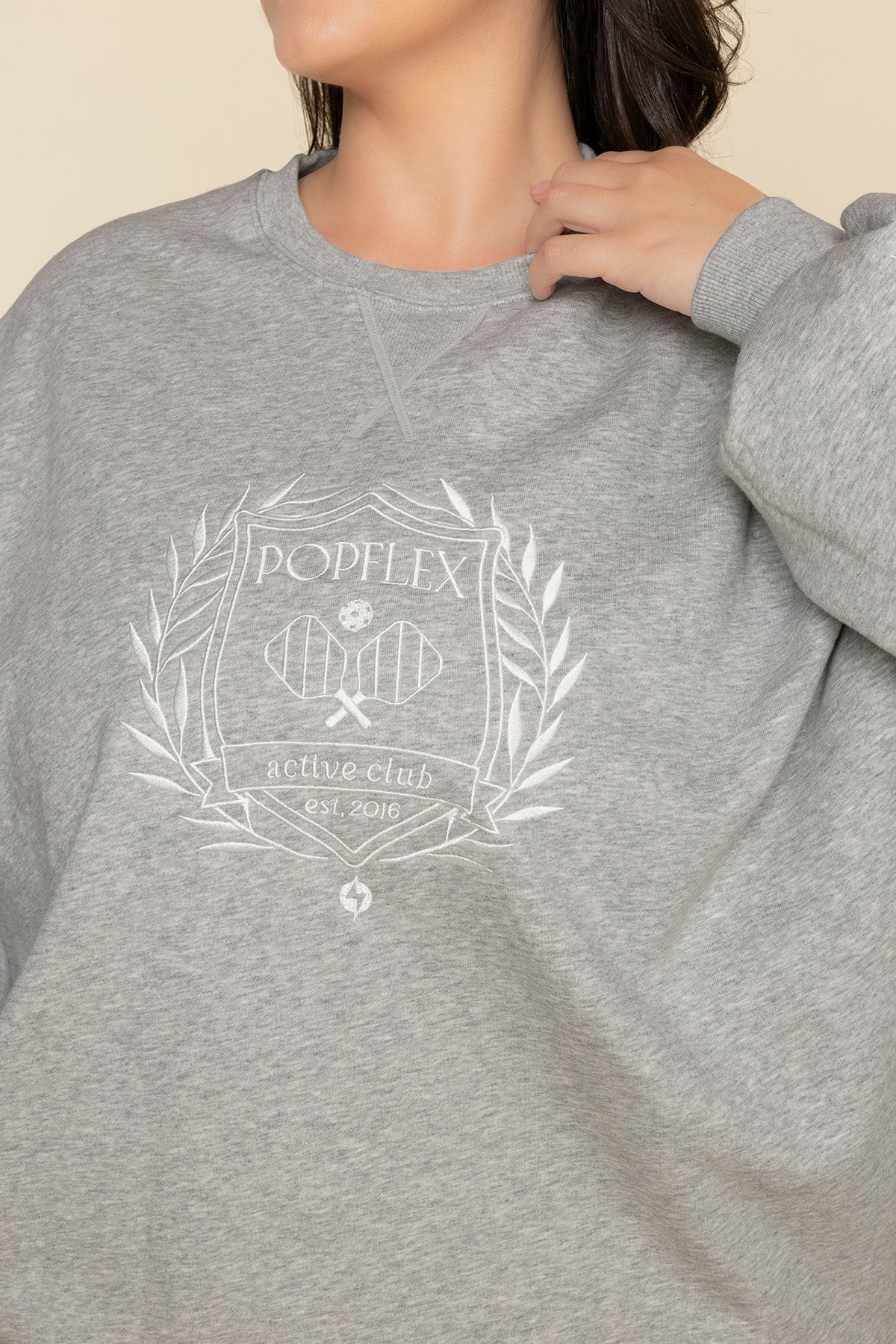 POPFLEX® Active Club Cloud Crewneck Sweater - Heather Grey - Image 3