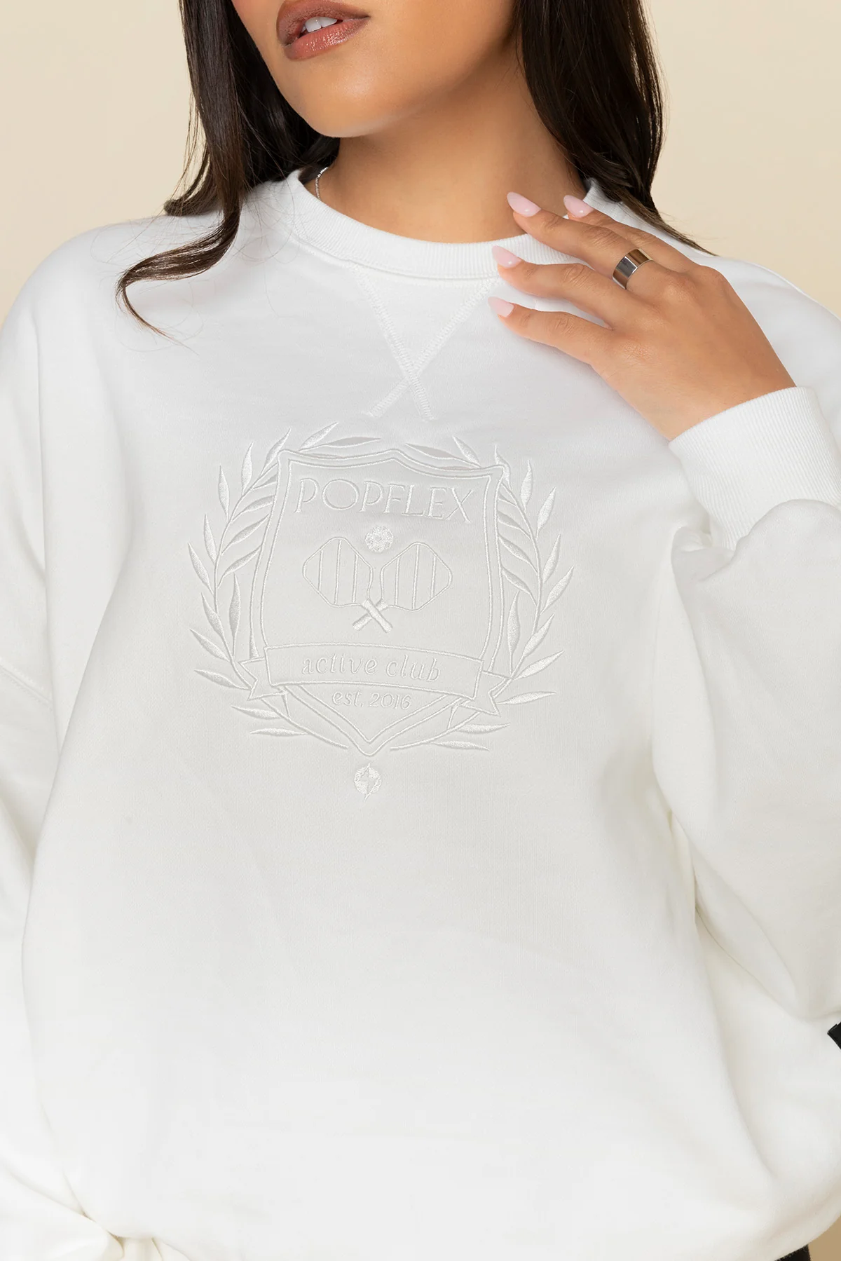 POPFLEX® Active Club Cloud Crewneck Sweater - White - Image 3