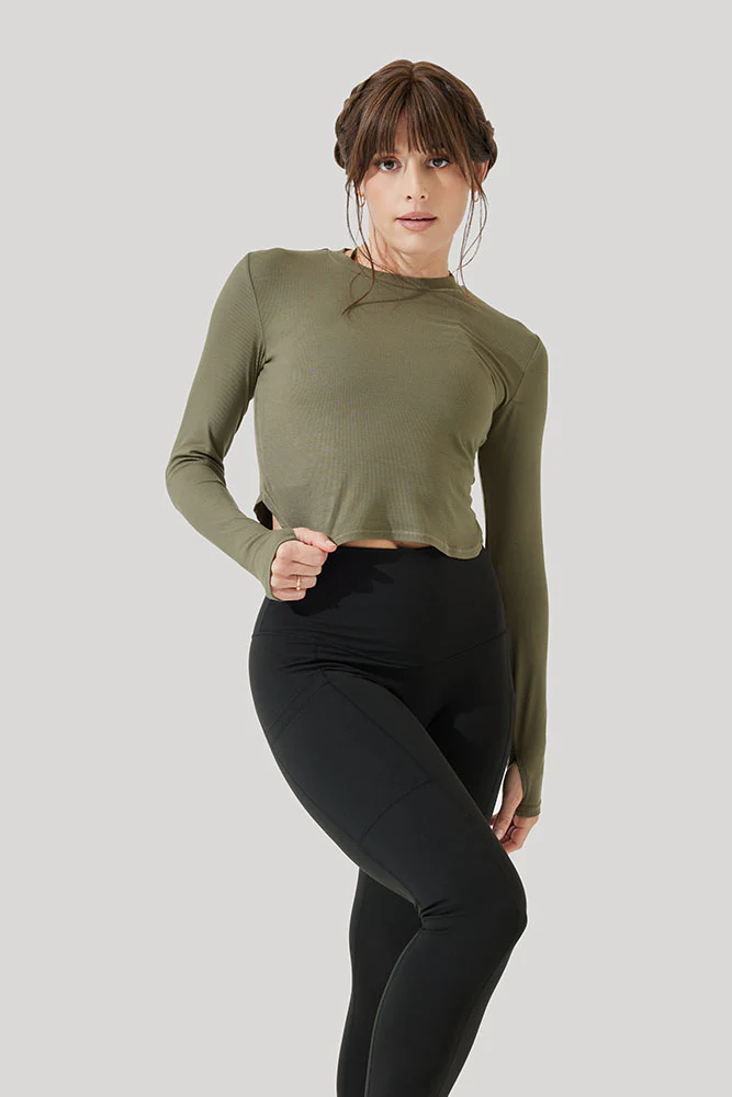 Refine Long Sleeve Top - Dark Olive - Image 3