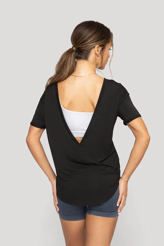 Reversible Deep V Tee - Black - Image 4
