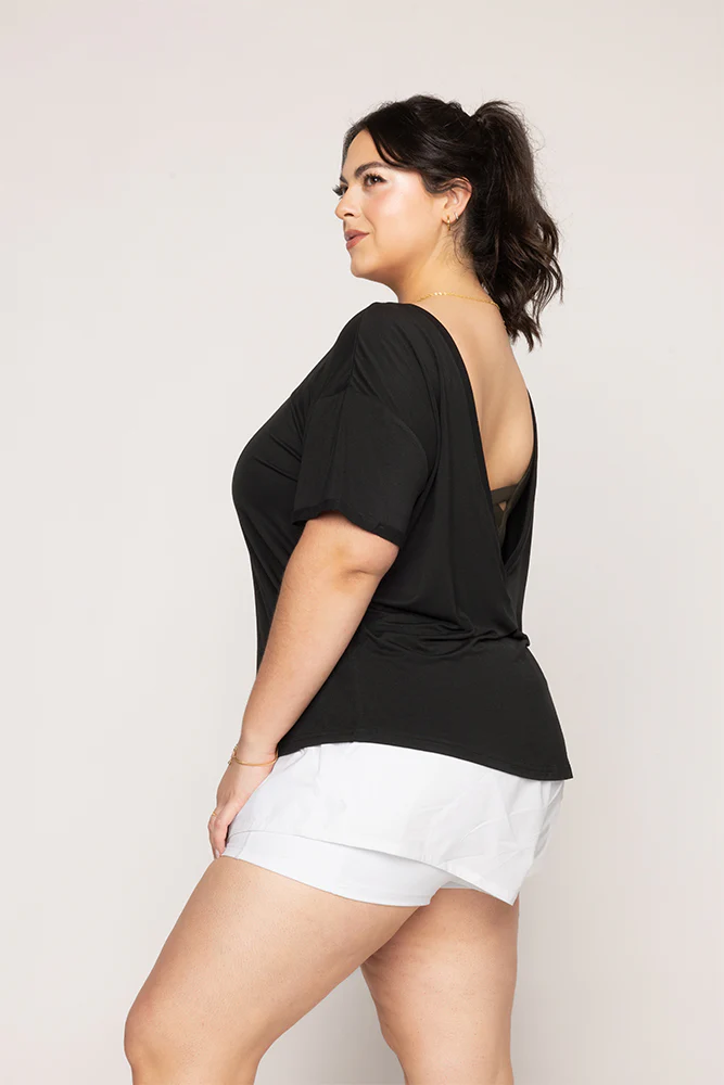 Reversible Deep V Tee - Black - Image 5
