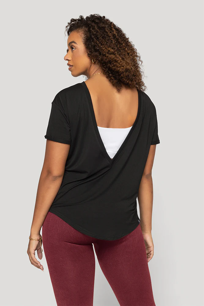 Reversible Deep V Tee - Black - Image 8