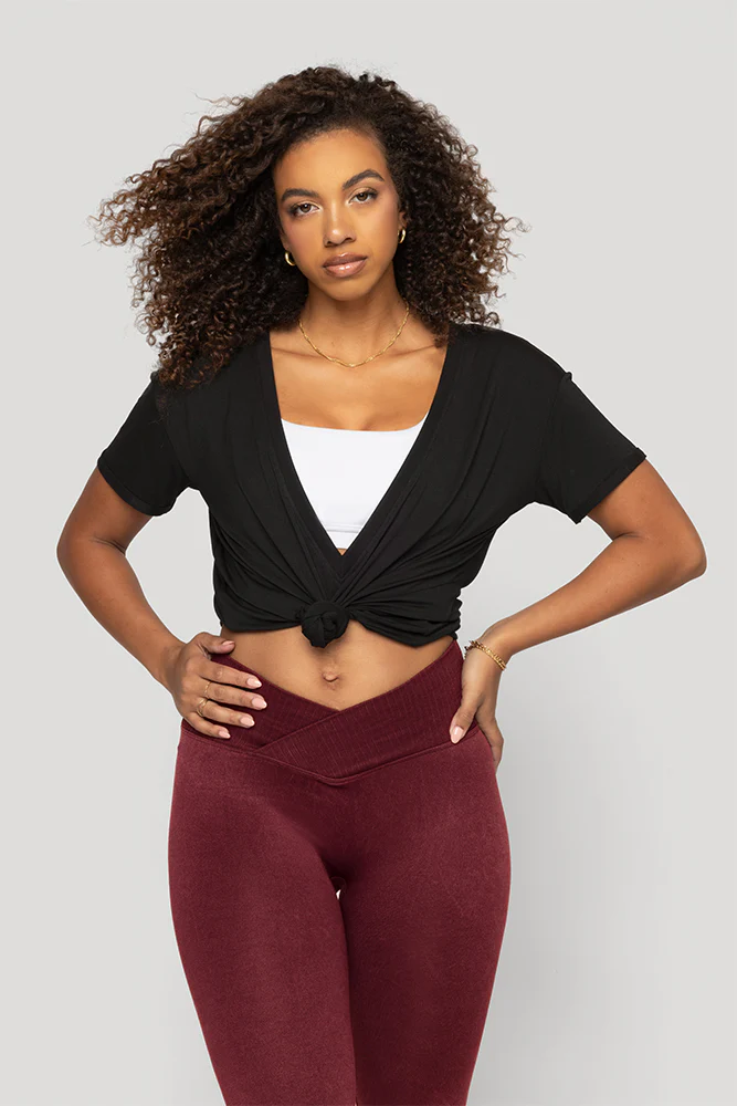 Reversible Deep V Tee - Black - Image 9