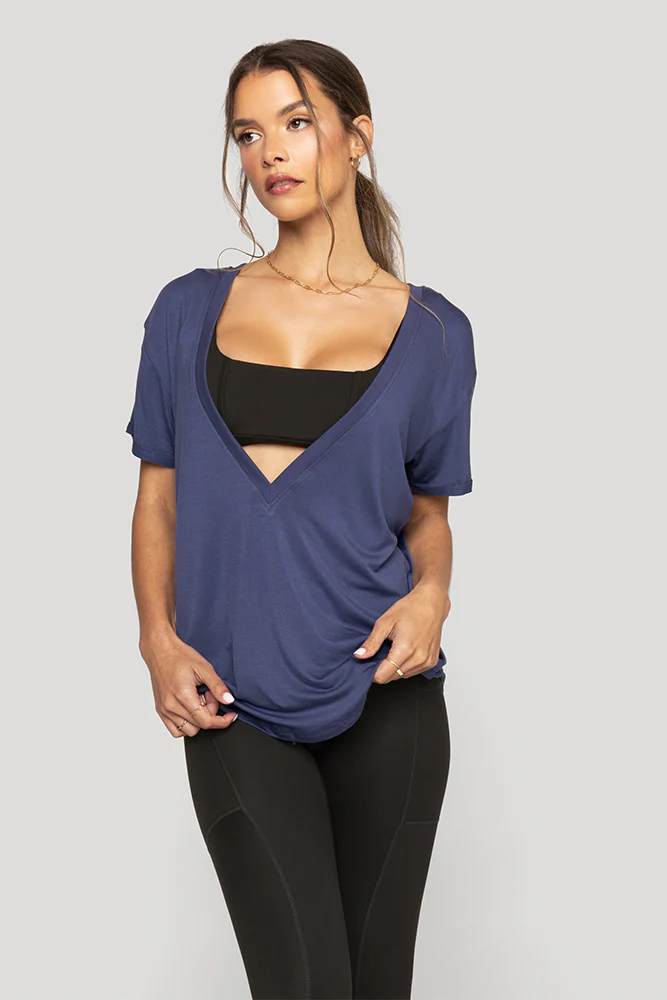 Reversible Deep V Tee - Nightshade Blue - Image 5