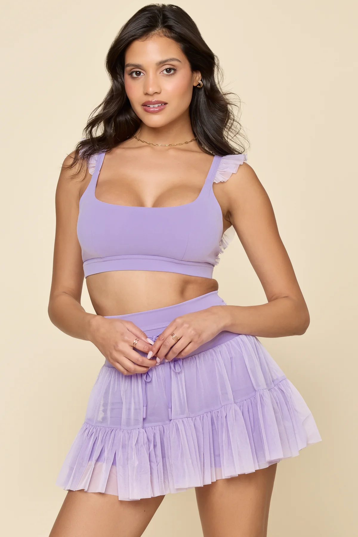 Romance Mesh Ruffle Bra - Digital Lavender - Image 2