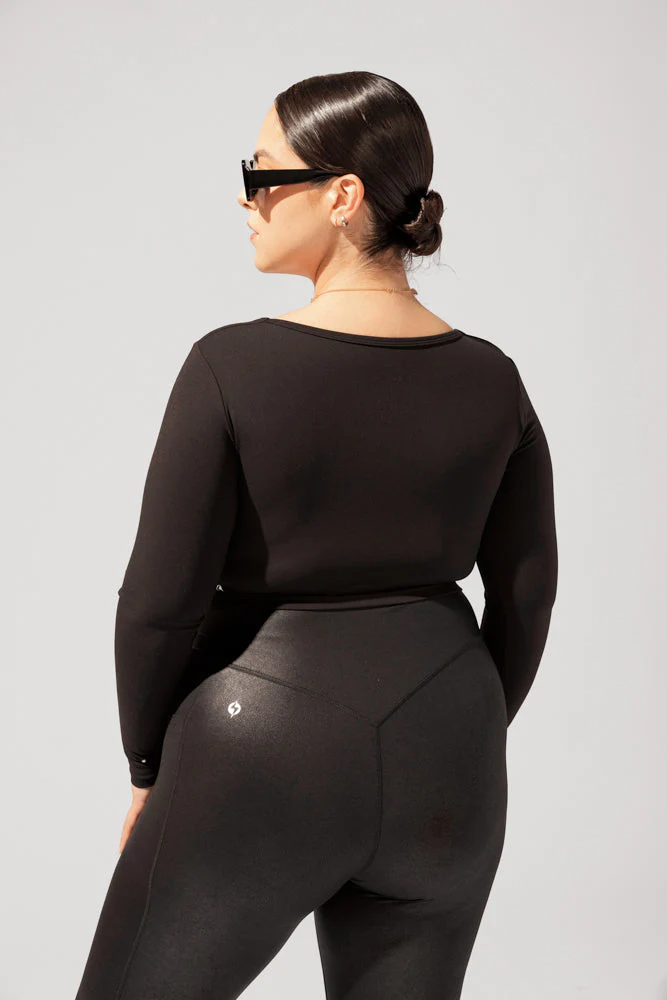 Sweetheart Long Sleeve Crop Top - Black - Image 11