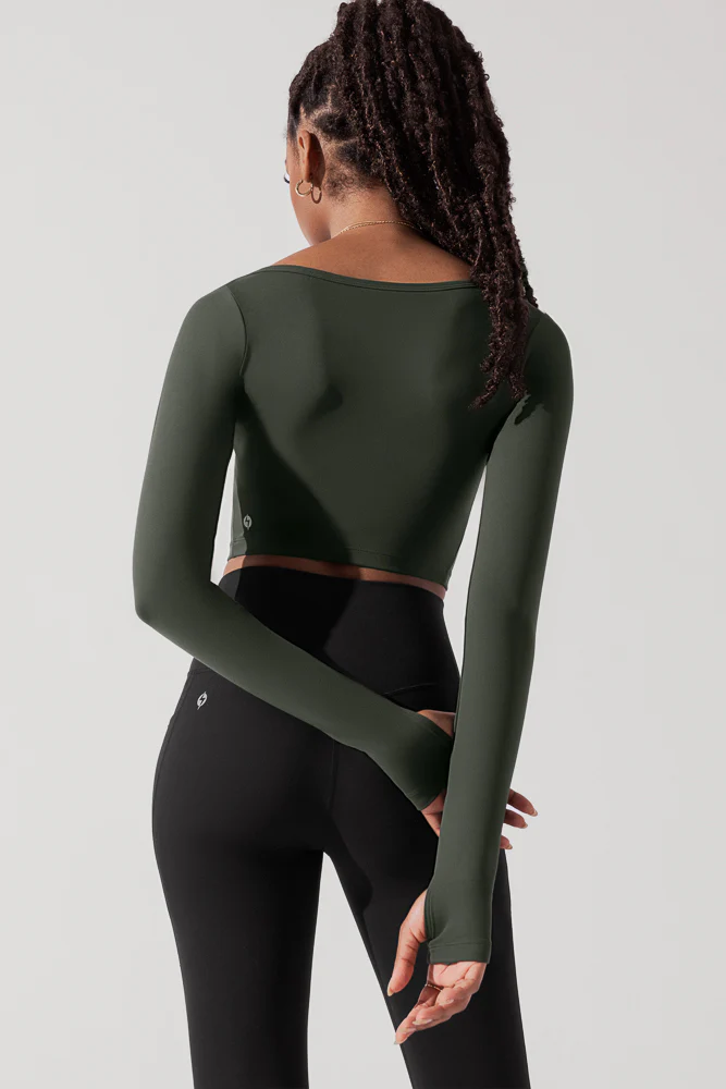 Sweetheart Long Sleeve Crop Top - Forestwood - Image 3