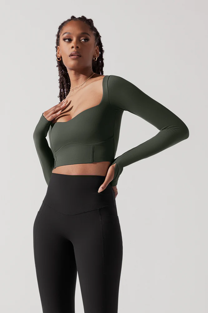Sweetheart Long Sleeve Crop Top - Forestwood - Image 4