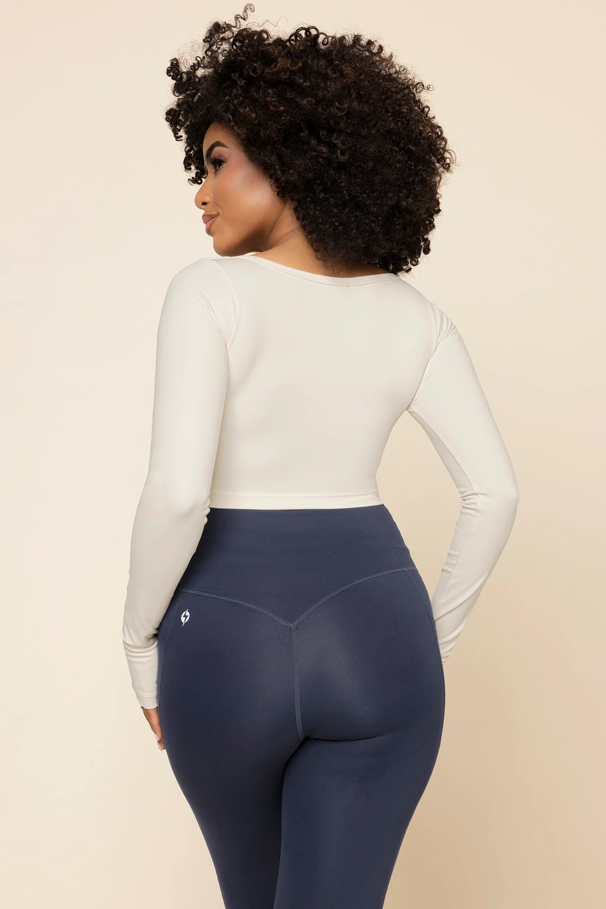Sweetheart Long Sleeve Crop Top - Ivory - Image 5