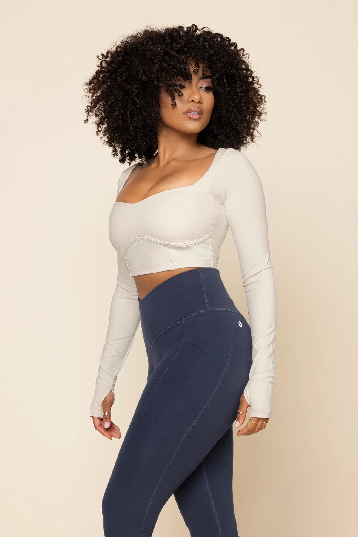 Sweetheart Long Sleeve Crop Top - Ivory - Image 7