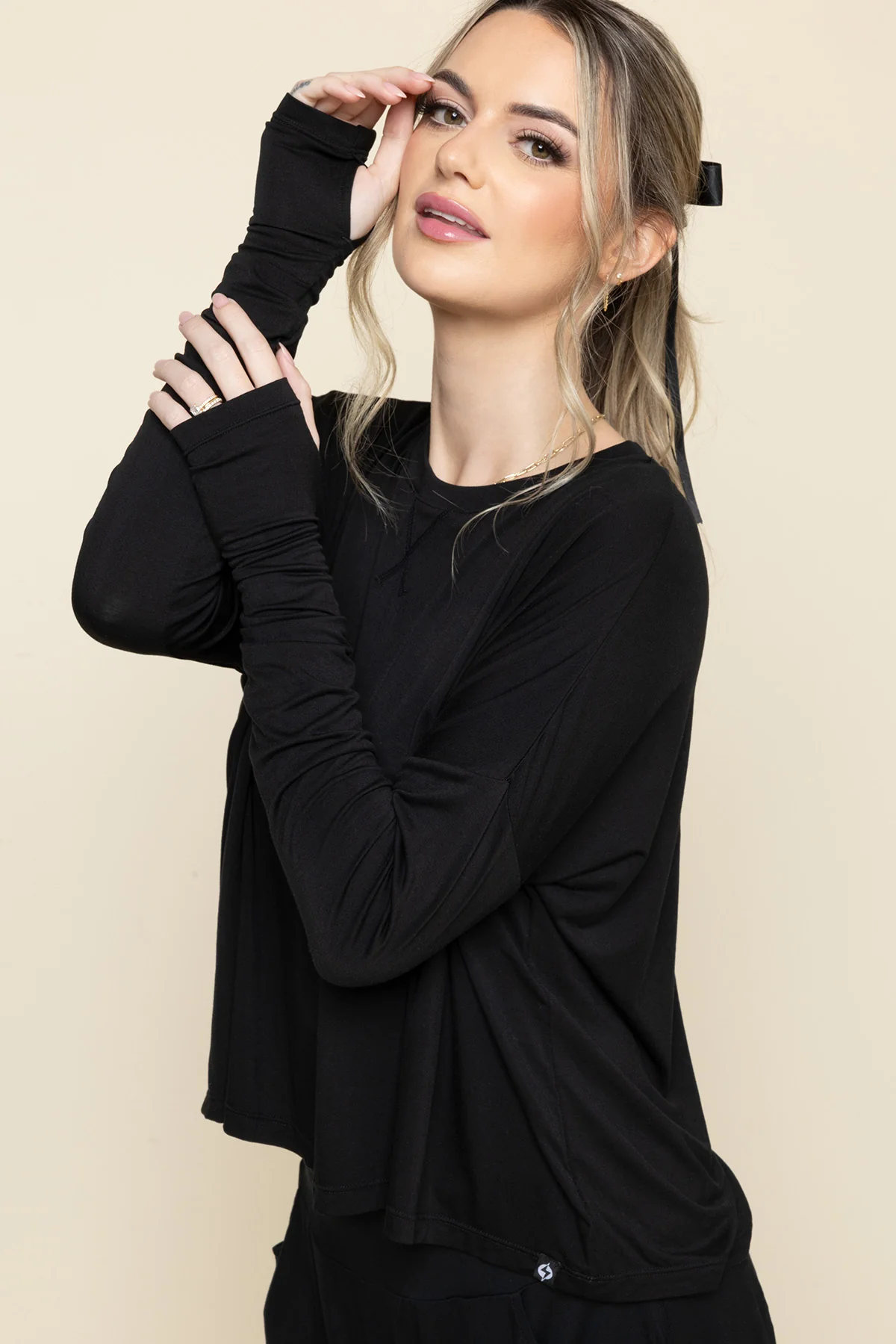 The Perfect Long Sleeve Top - Black - Image 3