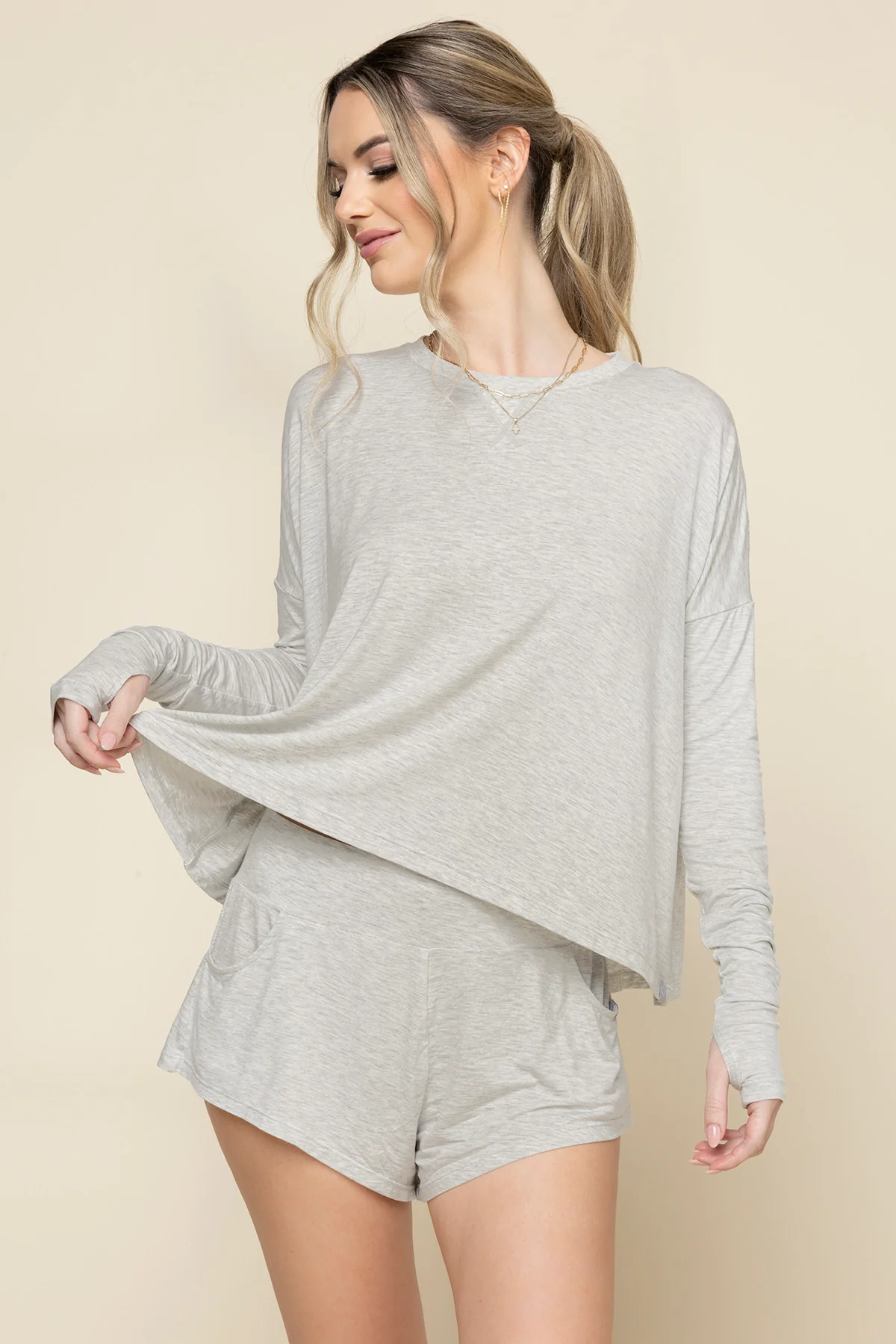 The Perfect Long Sleeve Top - Heather Grey - Image 3