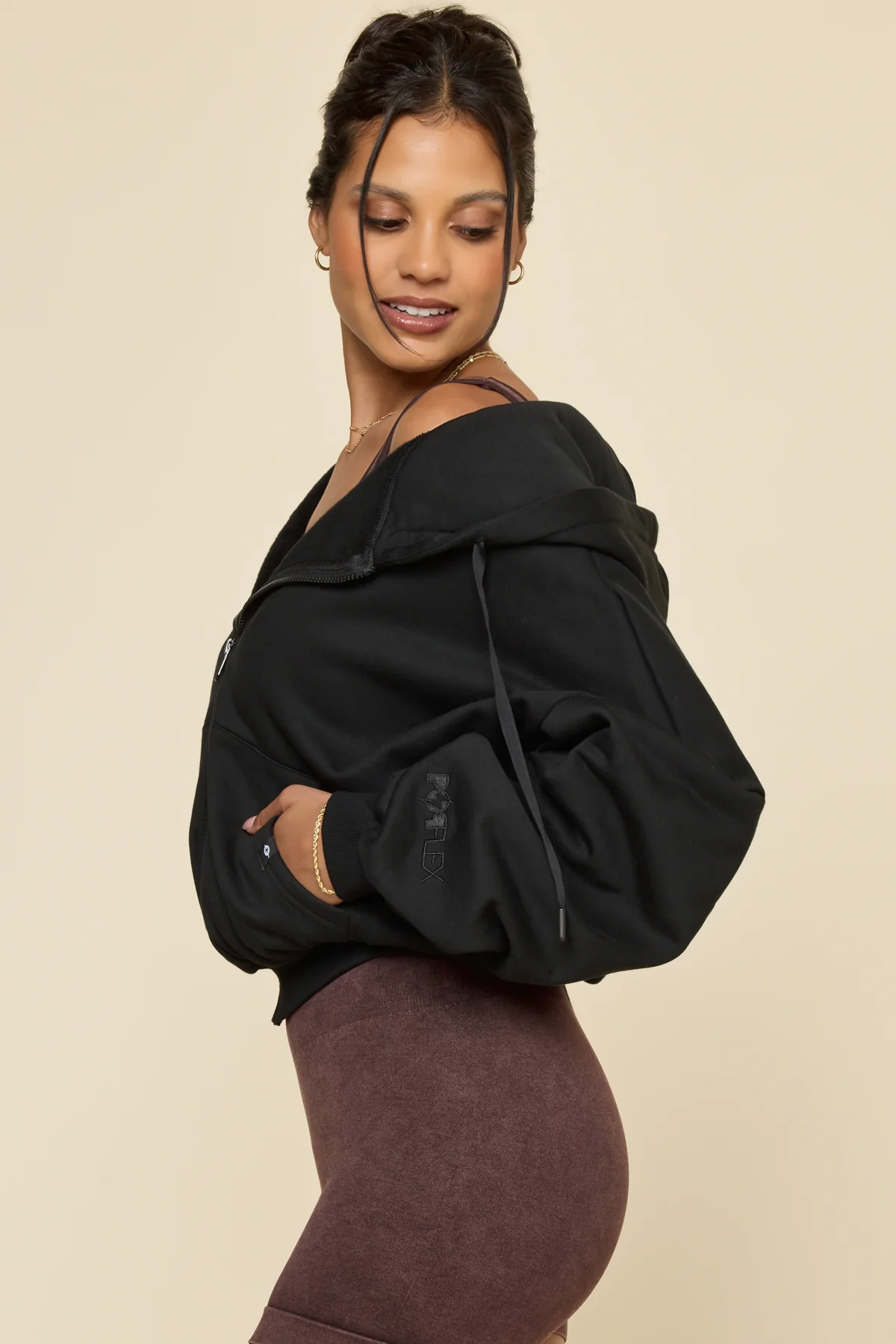 Zip Cloud Hoodie - Black - Image 5
