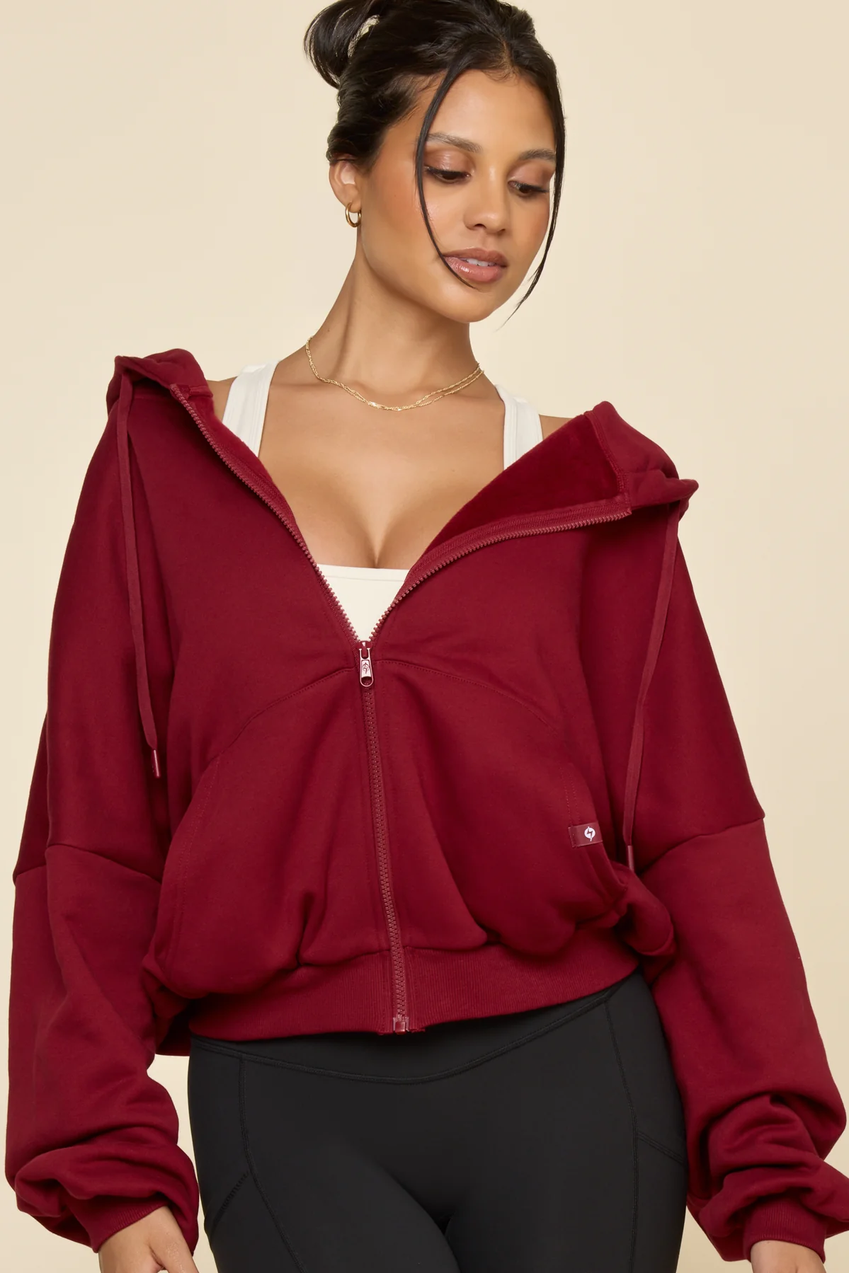 Zip Cloud Hoodie - Crimson - Image 4