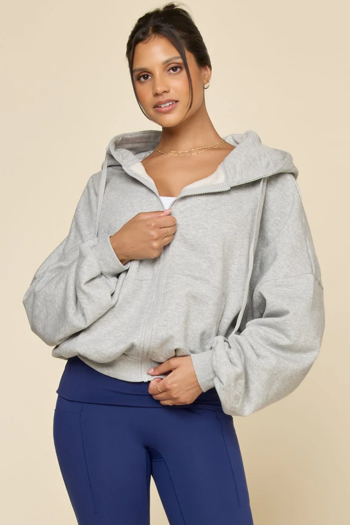 Zip Cloud Hoodie - Heather Grey - Image 2