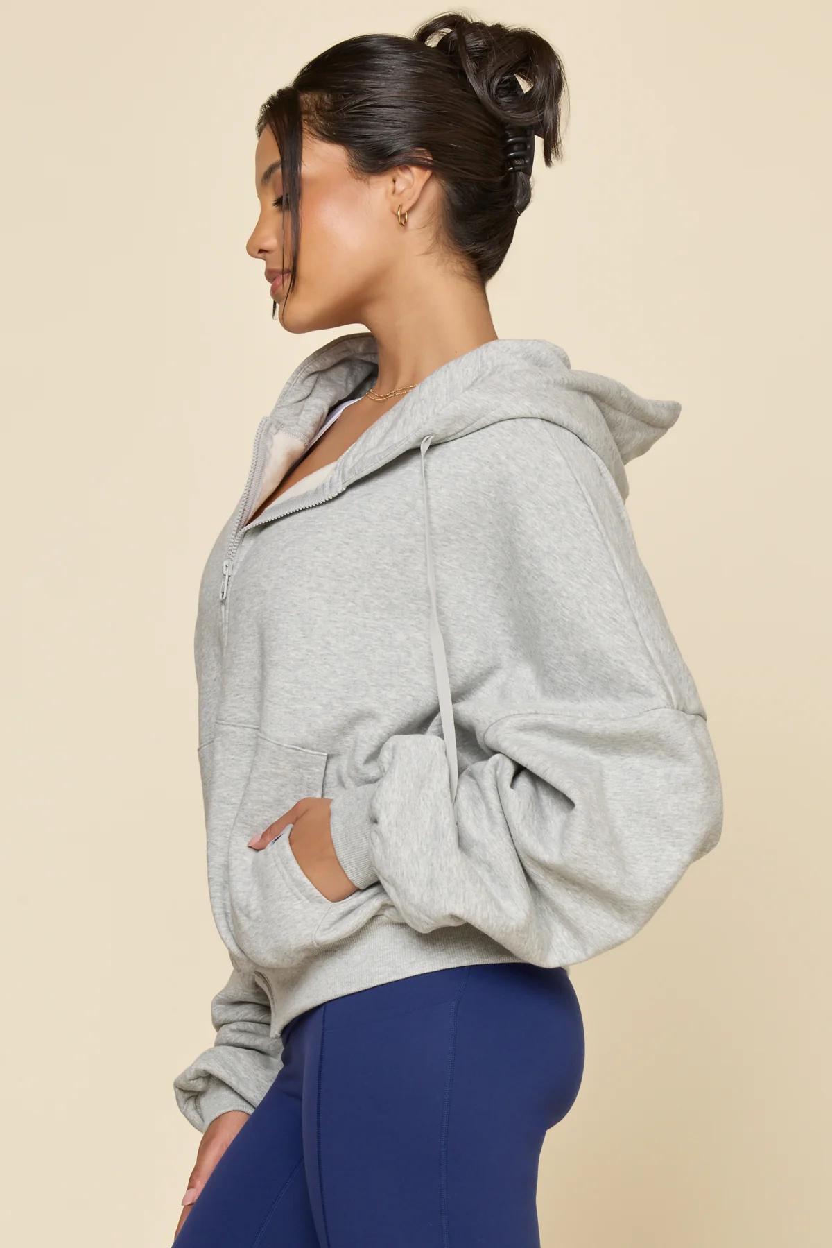 Zip Cloud Hoodie - Heather Grey - Image 3