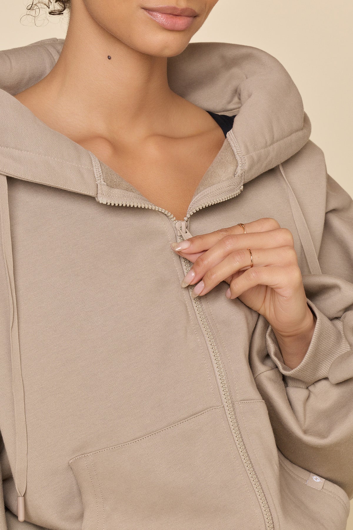 Zip Cloud Hoodie - Taupe - Image 5