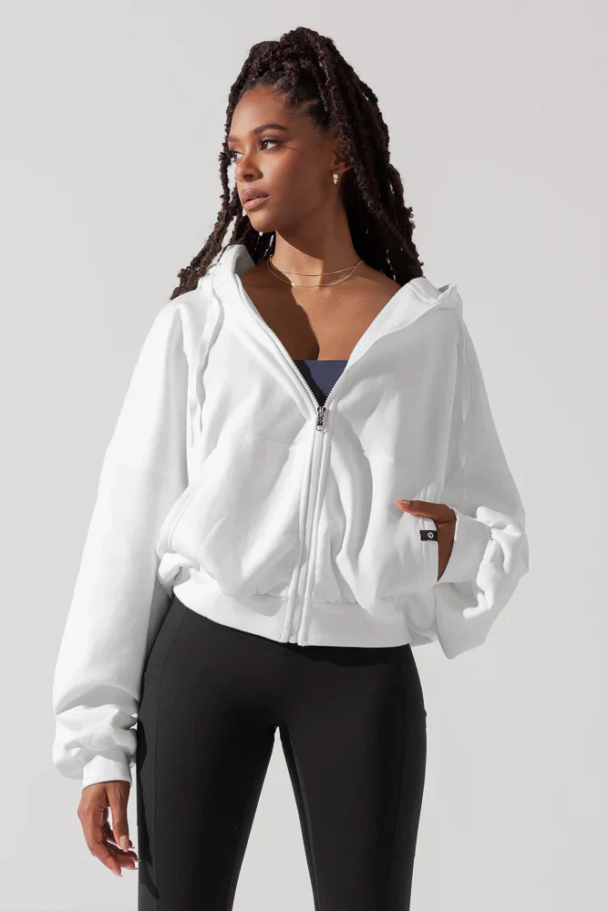 Zip Cloud Hoodie - White - Image 2